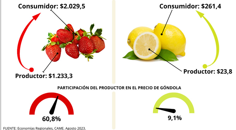 IPOD agosto: por los agroalimentos, el consumidor pagó 3,5 veces más de lo que cobró el productor